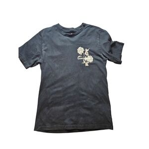 Converse Womens Rose Graphic T-Shirt Black Short Sleeve Floral Tee